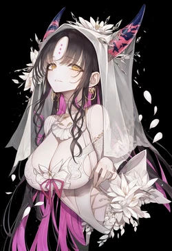 [HenryBoya] White petals fall, Kiara's veil gaze [AI Generated]