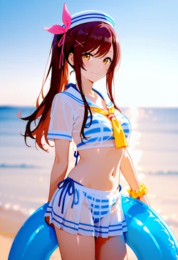 大崎甘奈ちゃんセーラー水着でふたりエッチ [AI Generated]