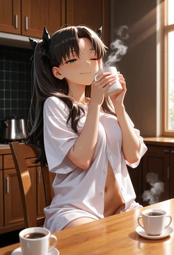 EvilKitten Half-closed eyes, shirt unbuttoned low [AI Generated]