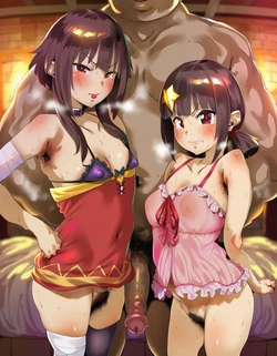 [O3_aiArt] イヤイヤご奉仕パコしているめぐみん＆こめっこ [AI Generated]
