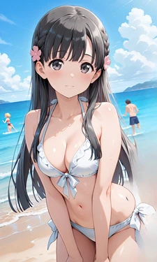 小早川紗枝ちゃんビキニでふたりエッチ [AI Generated]