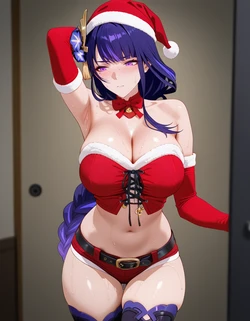 [Purpleh] Raiden Shogun Christmas Genshin Impact 262p [Ai Generated]