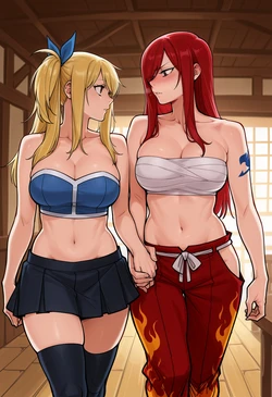 [enjoyerart] Erza x Lucy [AI Generated]
