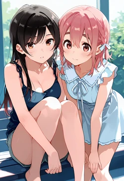 水原千鶴ちゃんと桜沢墨ちゃんの水着 [AI Generated]