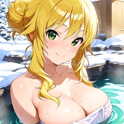 [AI Generated] ミキミキとラブラブ湯けむり旅情