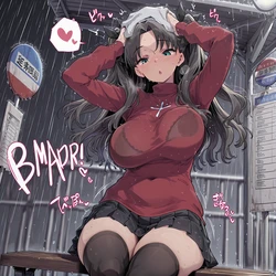 [DotaGota] Rin Tohsaka / 遠坂凛 (Fate) - Wet Bus Stop Breeding & Forced Cheerleader Change: Public Mating Inside the Moving Bus [AI Generated]