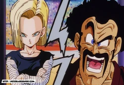 [Ditto Seeker] Android 18 (Dragon Ball Z) Charging Mr Satan for his victory [AI Generated]