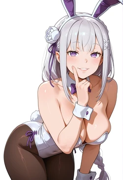 [Revy Neon] Emilia - bunny suit (Re:Zero Kara Hajimeru Isekai Seikatsu) [AI Generated]