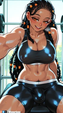 [WienerGens] Kiara works up a sweat at the futanari gym [AI Generated]