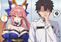 [Naspot] Tamamo Negotiating with a Chaldea Staff Member [AI Generated]