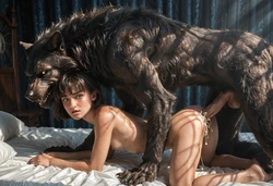 [AI Generated] girl sex wolf
