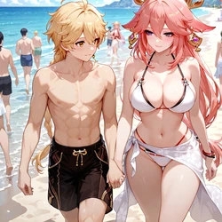[八可可 Barcoco] Yae miko 八重神子 x Aether空 GOOD END [AI Generated]