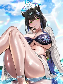 [Uncle AI Illustration] Swimsuit Shun (Blue Archive) – Gravure Illustration 💗 [AI Generated]