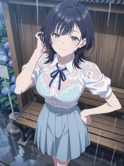 [Kurohime] 七瀬悠月（雨のバス停）[AI Generated]