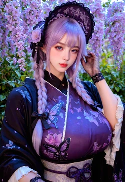 [Akatsuki Ichika World] gothic kimono lilac special [AI Generated]