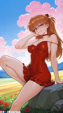 [WienerGens] Asuka frolics in the flowers (Neon Genesis Evangelion) [AI Generated]