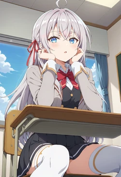 Alya-san swimming stark naked after forgetting her swimsuit. [AI Generated]