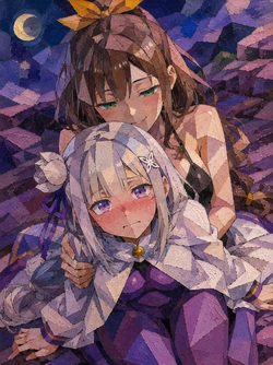 [Ten Labs/Amakawa is reflecting./TengaWa 修行中] [Re:0] Shaula & Emilia Day02  180p The Forbidden Double Service of a Silver-Haired Beauty Awakened to Jealousy and a Scorpion Girl Desperate to Monopolize Her Master. "Subaru, I'm Not Letting You Escape Tonight!" [AI Generated]
