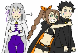 [Ten Labs/Amakawa is reflecting./TengaWa 修行中] [Re:0] Shaula & Emilia Day01  420p The Forbidden Double Service of a Silver-Haired Beauty Awakened to Jealousy and a Scorpion Girl Desperate to Monopolize Her Master. "Subaru, I'm Not Letting You Escape Tonight!" [AI Generated]