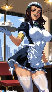 [WienerGens] Hermes Costello gives you a kiss in the maid cafe (Jojo's Bizarre Adventure) [AI Generated]