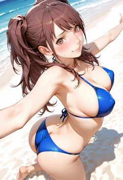 [AI Generated] 水着デート【前編】久慈川 りせ (ペルソナ4)