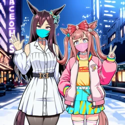 Dober and Digi-tan are gathering material for a new doujinshi. (Umamusume) [AI Generated]