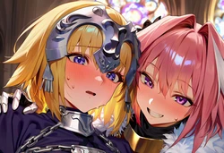 [MOKIIIMOKIII] Jeanne (fate) x Astolfo (fate) [AI Generated]