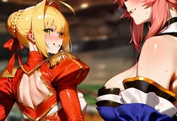 [MOKIIIMOKIII] Tamamo x Nero [AI Generated]