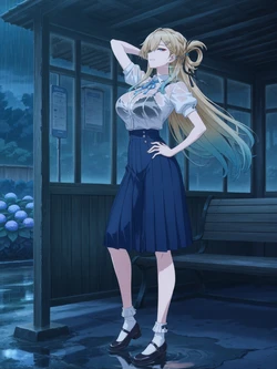 [Kurohime] リンネー（雨のバス停）[AI Generated]
