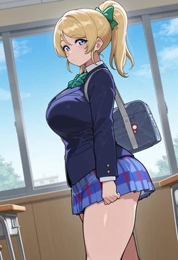 [nankoai] Eli Ayase-絢瀬絵里-uniform-slingshot.bikini-indoors-rooftop-recording- (Patreon) [AI Generated]
