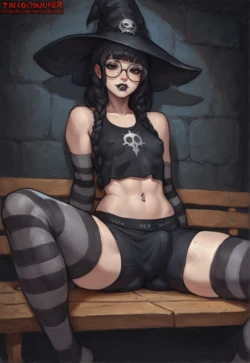 [TheCoomjurer] Goth With Shemale showing her piercings [AI Generated]
