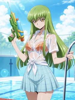 [Kurohime] C.C.（プール・白シャツ）[AI Generated]