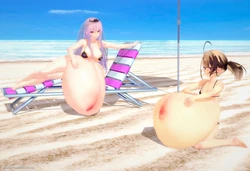 Calliope Mori and Gigi Murin (vore + digestion + weight gain)