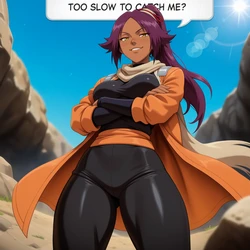 [Rina-Omura] Shihouin Yoruichi x Kurosagi Ichigo - Bleach [AI Generated]