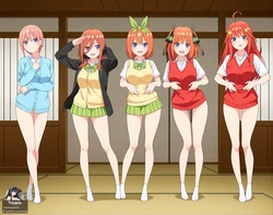 [Yorane] Nakano Quintuplets | The Quintessential Quintuplets 中野 一花・二乃・三玖・四葉・五月 | 五等分の花嫁🔥 (Patreon) [AI Generated]