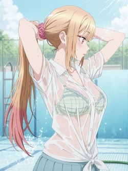 [Kurohime] 喜多川海夢（プール・白シャツ）[AI Generated]