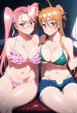 [Corudozera] [110pics] Saya Takagi x Rei Miyamoto - 3P FFM (高城沙耶x宮本麗) / Highschool of the Dead (学園黙示録) [AI Generated]