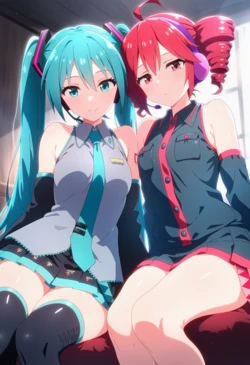 [Corudozera] [110pics] Hatsune Miku x Kasane Teto (初音ミクx重音テト) / Vocaloid [AI Generated]