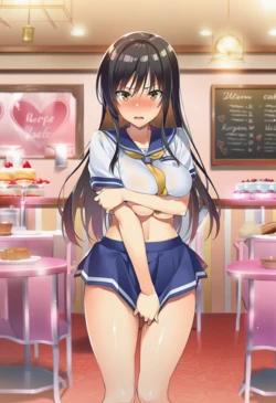 [コクオウ] 古手川唯 セクハラ喫茶 [AI Generated]