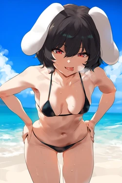 [DatChoccyFlavor] [Azur lane] Tewi (touhou) beach scare [AI Generated]