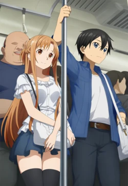 【クライド 】 キリト君、お願い気づいて！！！アスナ痴漢電車+夜のNTR [AI Generated]