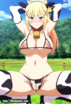 [DittoHunter] Darkness (Konosuba) wearing cow lingerie [Ai Generated]