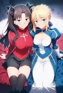 [Corudozera] [130pics] Rin Tohsaka x Saber (遠坂凛xセイバー) / Fate/stay night (Patreon) [AI Generated]