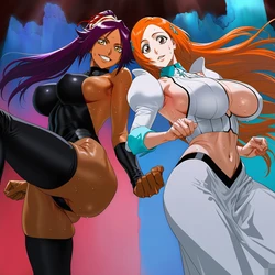 [Cyber-Wifu11] Yoruichi Shihōin&Orihime Inoue (Bleach) [AI Generated]
