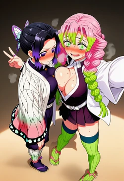 Emi Aitelier - Kochou Shinobu X Kanroji Mitsuri - Demon Slayer Kimetsu no Yaiba [AI Generated}