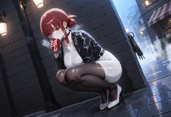 [LewdCreationAI] Yamada/Tayama Feet Focused | Sm***ng Behind the Supermarket with You (Patreon) [AI Generated]