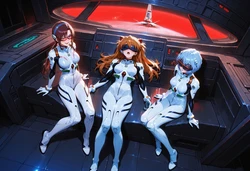 [LewdCreationsFuta] Asuka x Ayanami Rei x Mari | Evangelion (Patreon) [AI Generated]