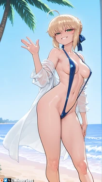 [WienerGens] Artoria Saber starts off Fate week in her slingshot [AI Generated]