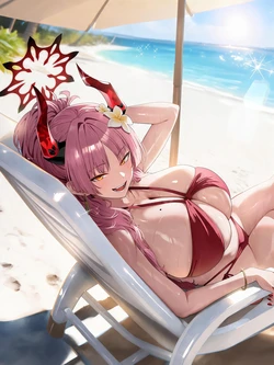 [Uncle AI Illustration] Satsuki (swimsuit) (Blue Archive) wet wet gravure💗 (Patreon) [AI Generated]