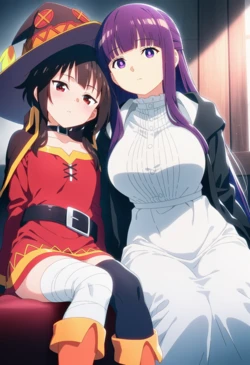 [Corudozera] [130pics] Megumin x Fern (めぐみんxフェルン) / KonoSuba: God's Blessing on This Wonderful World! x Frieren: Beyond Journey's End (この素晴らしい世界に祝福を！x葬送のフリーレン) [AI Generated]